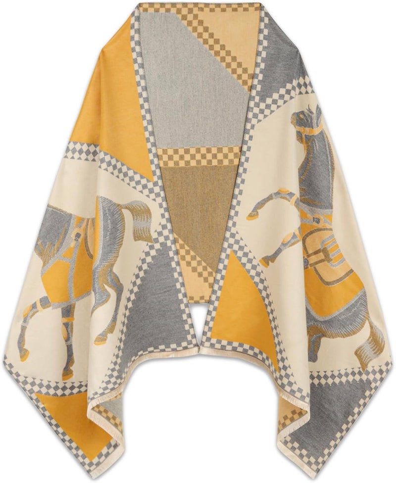 EXTREE Scarfs for Women Pashmina Silky Shawl Wrap for Evening Dressing Blanket Open Front Poncho Cape - Image 1